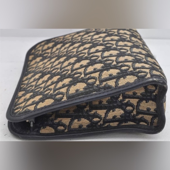 Rare🦄Authentic Christian Dior Trotter Clutch Hand Bag Purse Canvas Leather Blue - Picture 2 of 10
